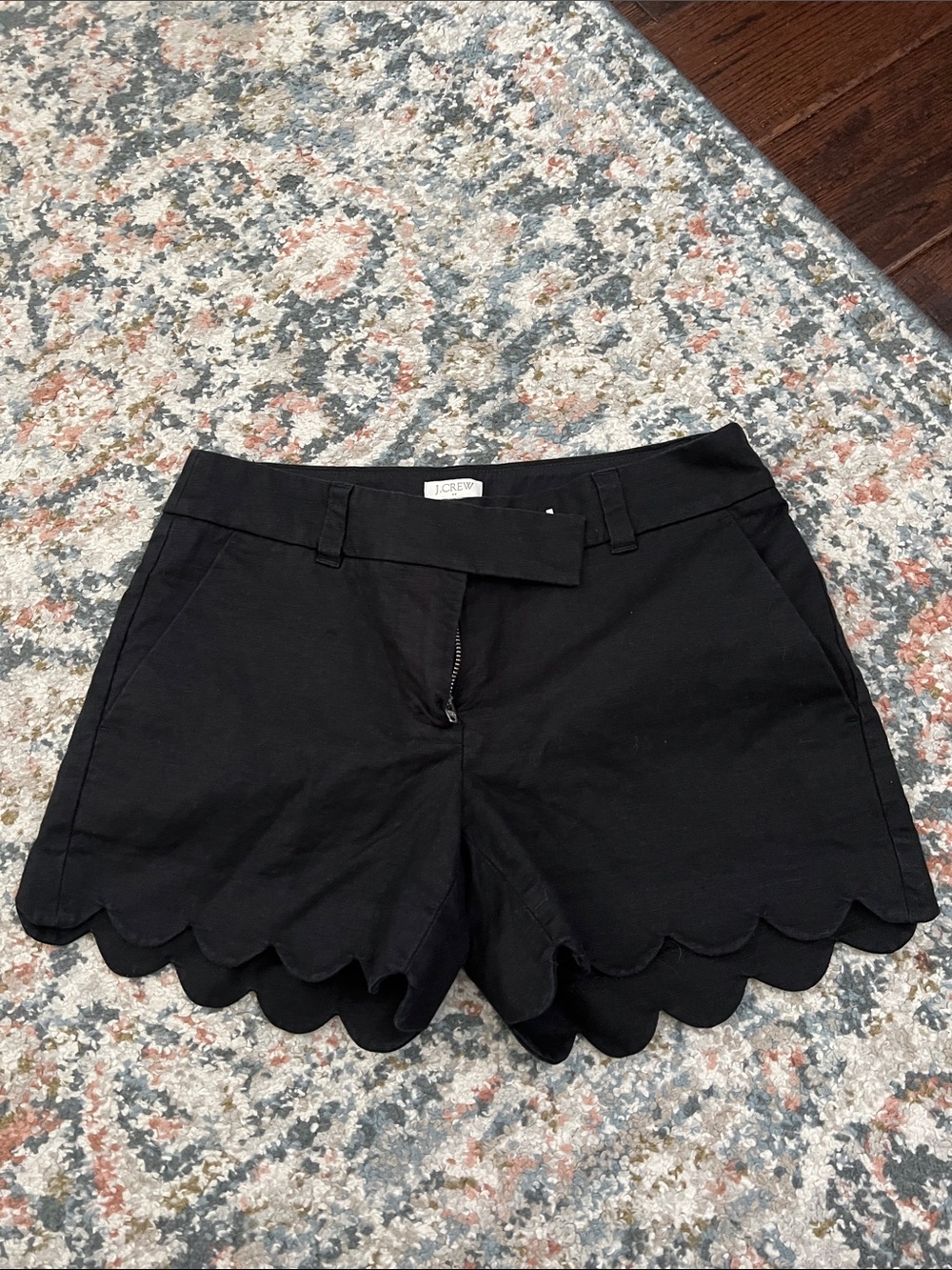 J. Crew Black Scallop-Hem Bermuda Shorts